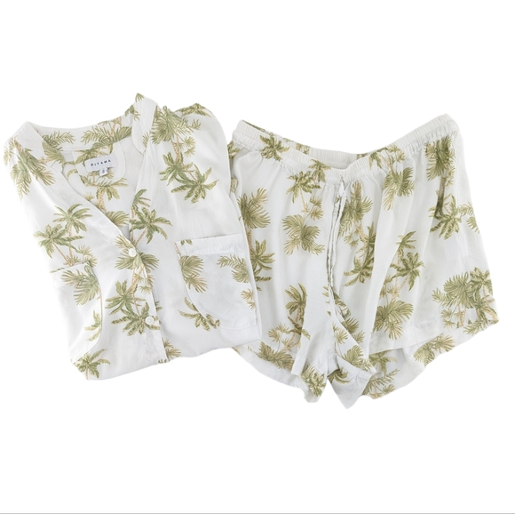 Piyama Maggie Pajama Set Vintage Palm Tree Olive Size Small - Picture 11 of 12